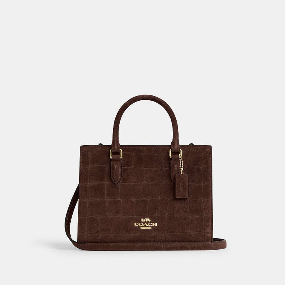NWT Coach Maggie Small Tote Gold hardware/Maple Crocodile-embossed suede CCC71 - Picture 14 of 16